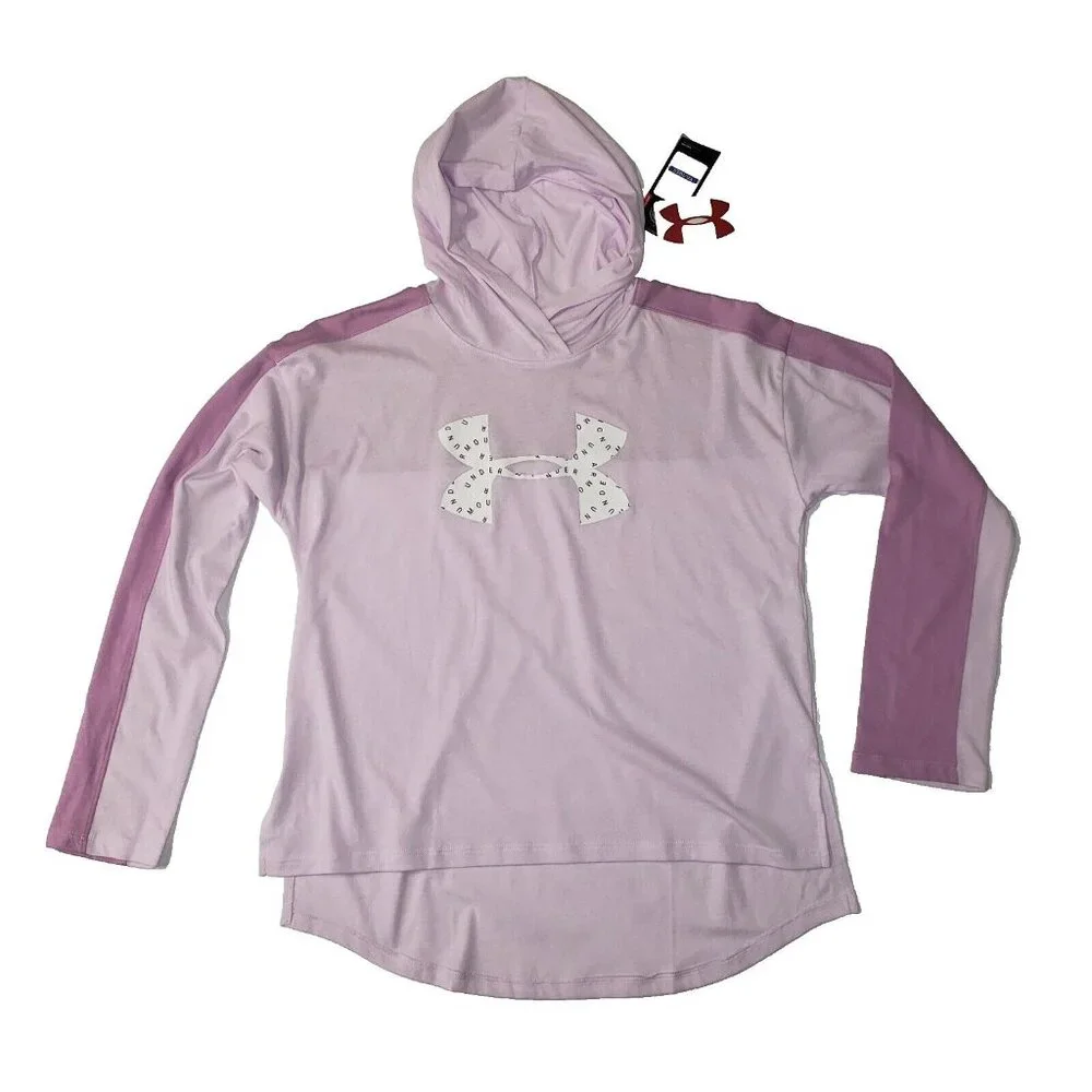 Under Armour Favorite Jersey Hoodie Girls' XLarge Purple & White Logo Athleisure - Picture 5 of 16